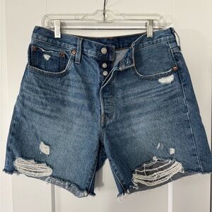 Levi's Blue Distressed Jean Shorts